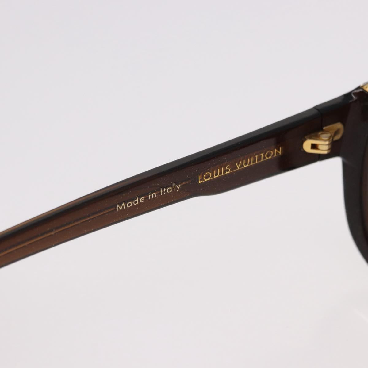 LOUIS VUITTON Hortensia Cat Eye Sunglasses Plastic Brown Gold Z0486E Auth SW2599
