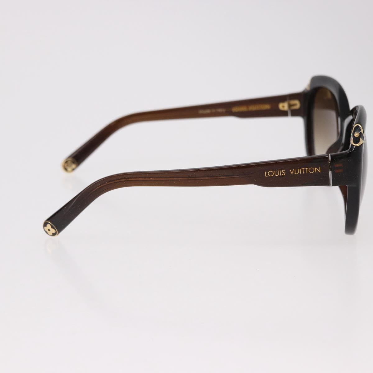 LOUIS VUITTON Hortensia Cat Eye Sunglasses Plastic Brown Gold Z0486E Auth SW2599