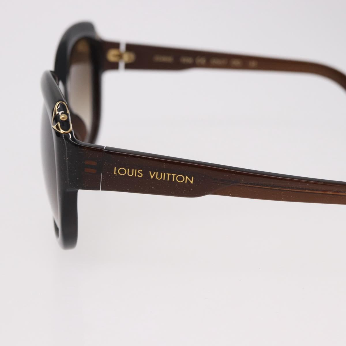 LOUIS VUITTON Hortensia Cat Eye Sunglasses Plastic Brown Gold Z0486E Auth SW2599