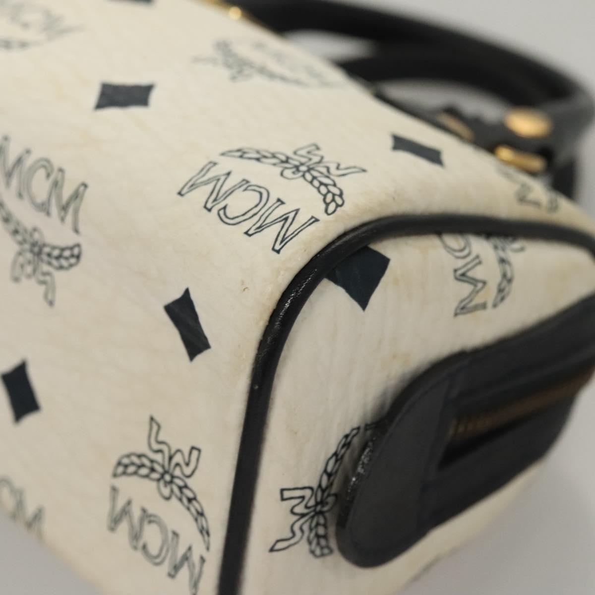 MCM Vicetos Logogram Hand Bag PVC Leather White Auth sw260