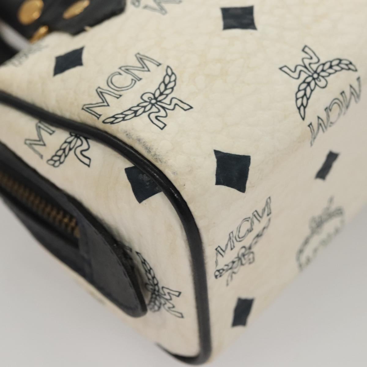 MCM Vicetos Logogram Hand Bag PVC Leather White Auth sw260