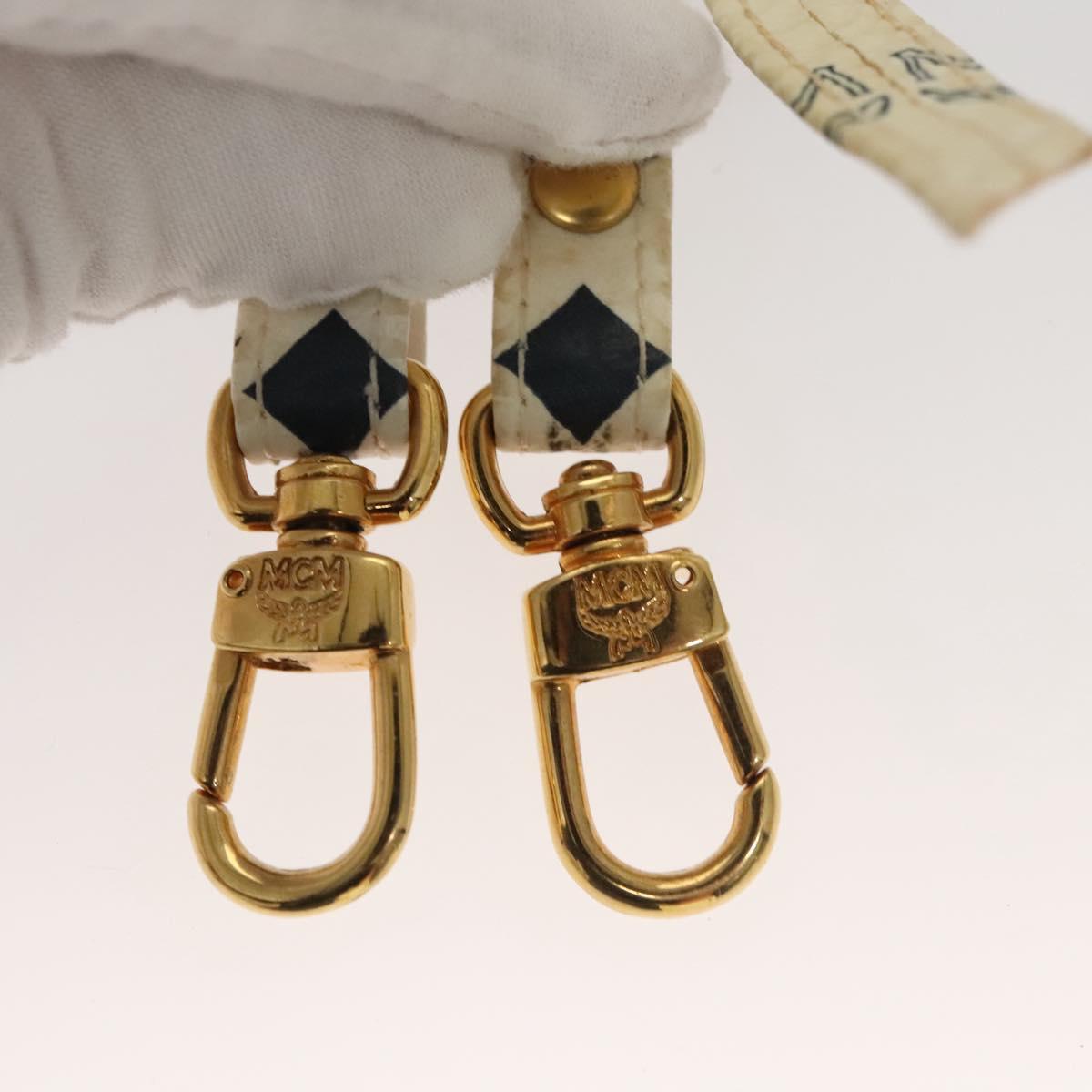 MCM Vicetos Logogram Hand Bag PVC Leather White Auth sw260