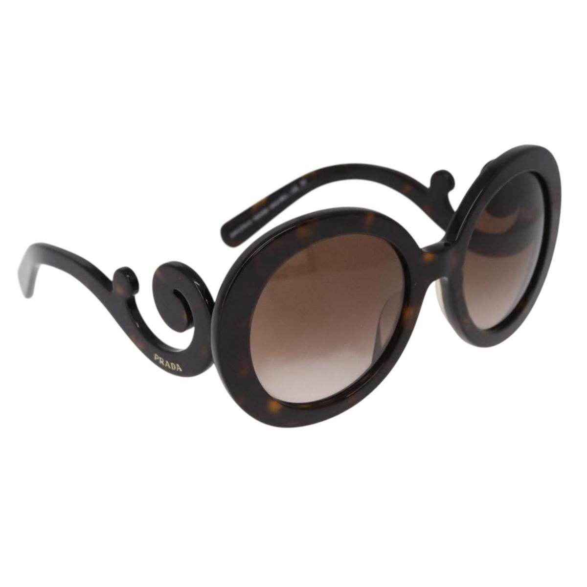 PRADA Baroque Sunglasses Plastic Brown Gold Auth SW2600V