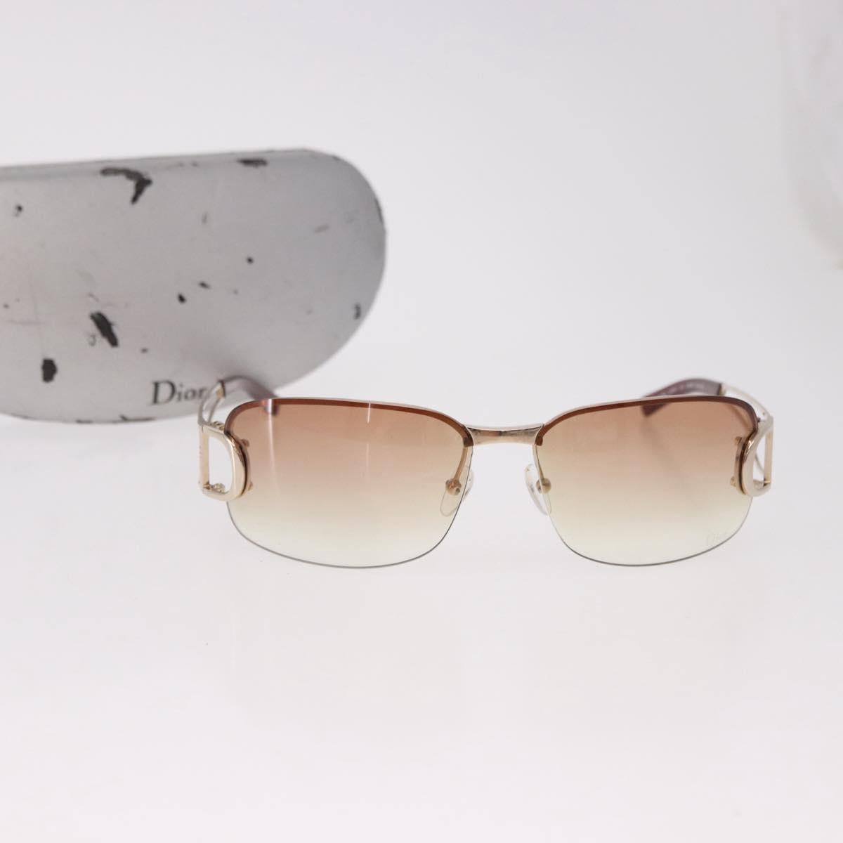 Christian Dior DIORLY Sunglasses Metal Brown Gold Auth SW2601V