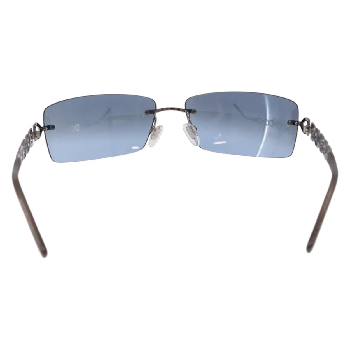 Salvatore Ferragamo Gancini Sunglasses Metal Light Blue Silver Auth SW2602V