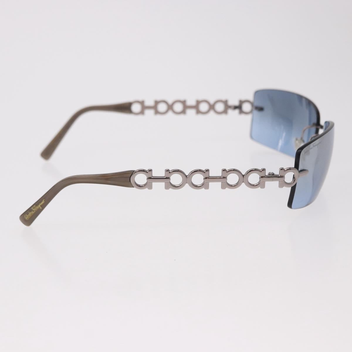 Salvatore Ferragamo Gancini Sunglasses Metal Light Blue Silver Auth SW2602V