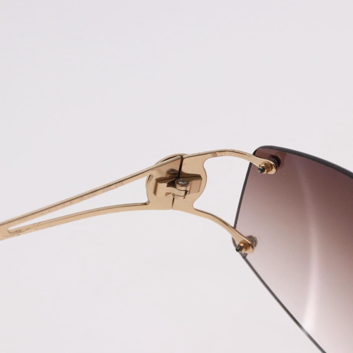 CELINE Macadam Sunglasses Metal Gold Tone Dark Brown Auth SW2606