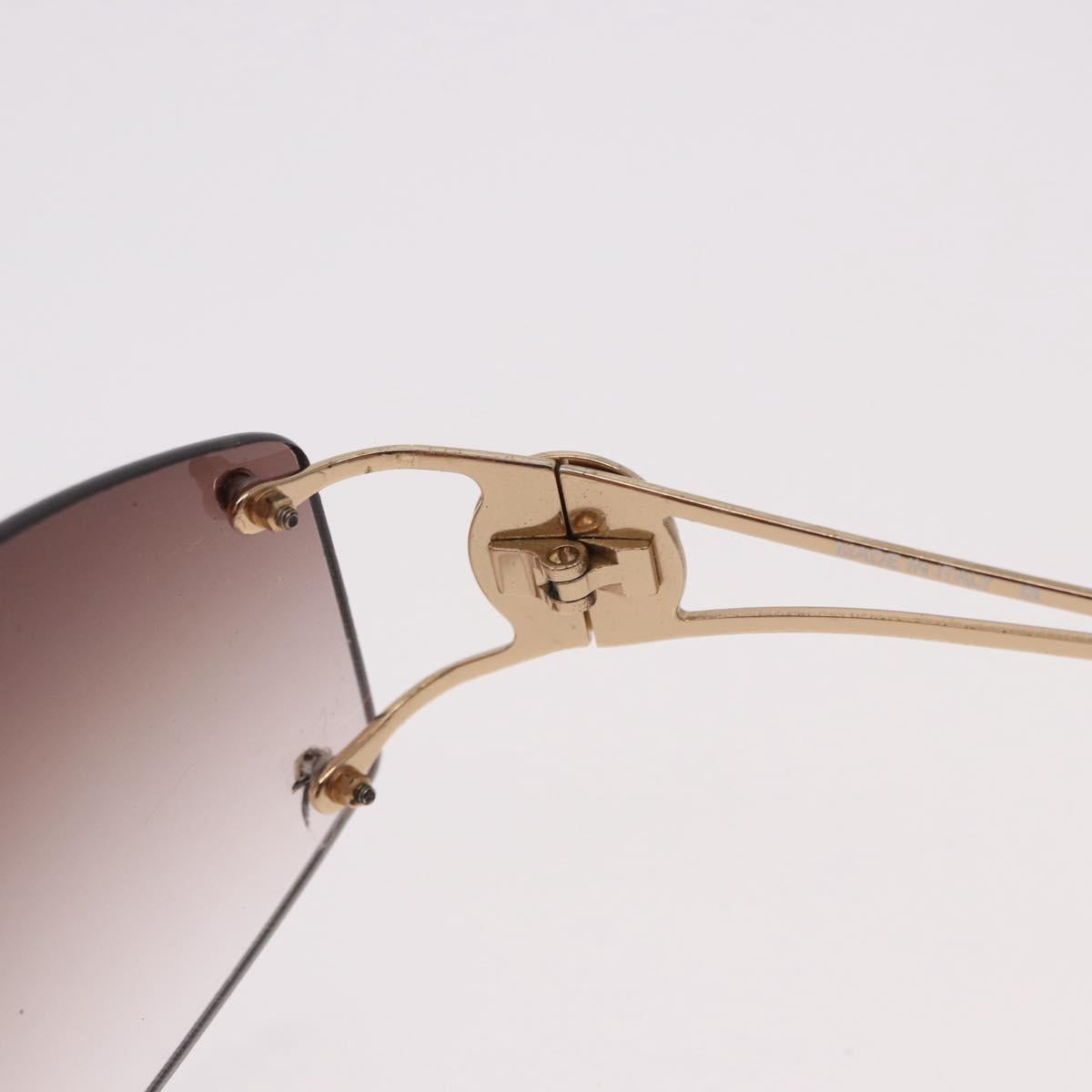 CELINE Macadam Sunglasses Metal Gold Tone Dark Brown Auth SW2606