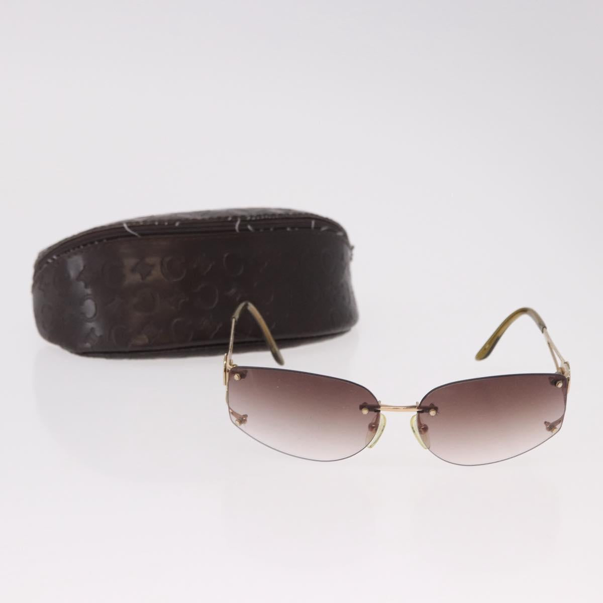 CELINE Macadam Sunglasses Metal Gold Tone Dark Brown Auth SW2606