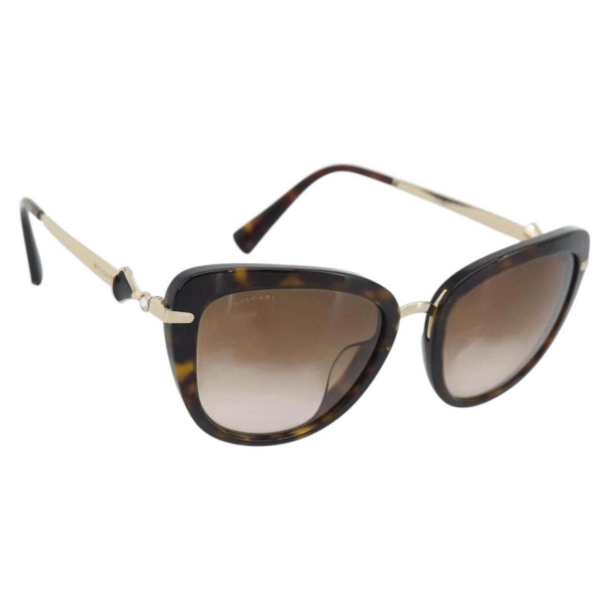 BVLGARI Sunglasses Metal Brown Gold Auth SW2607V
