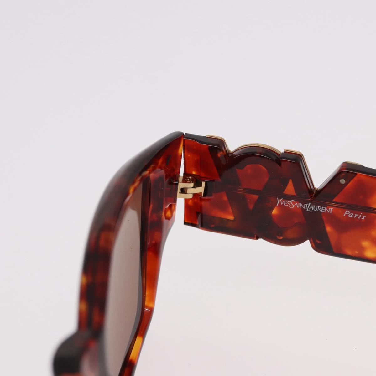 SAINT LAURENT Sunglasses Plastic Brown Gold Auth SW2608