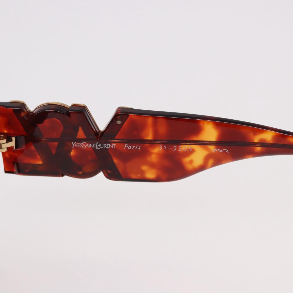 SAINT LAURENT Sunglasses Plastic Brown Gold Auth SW2608