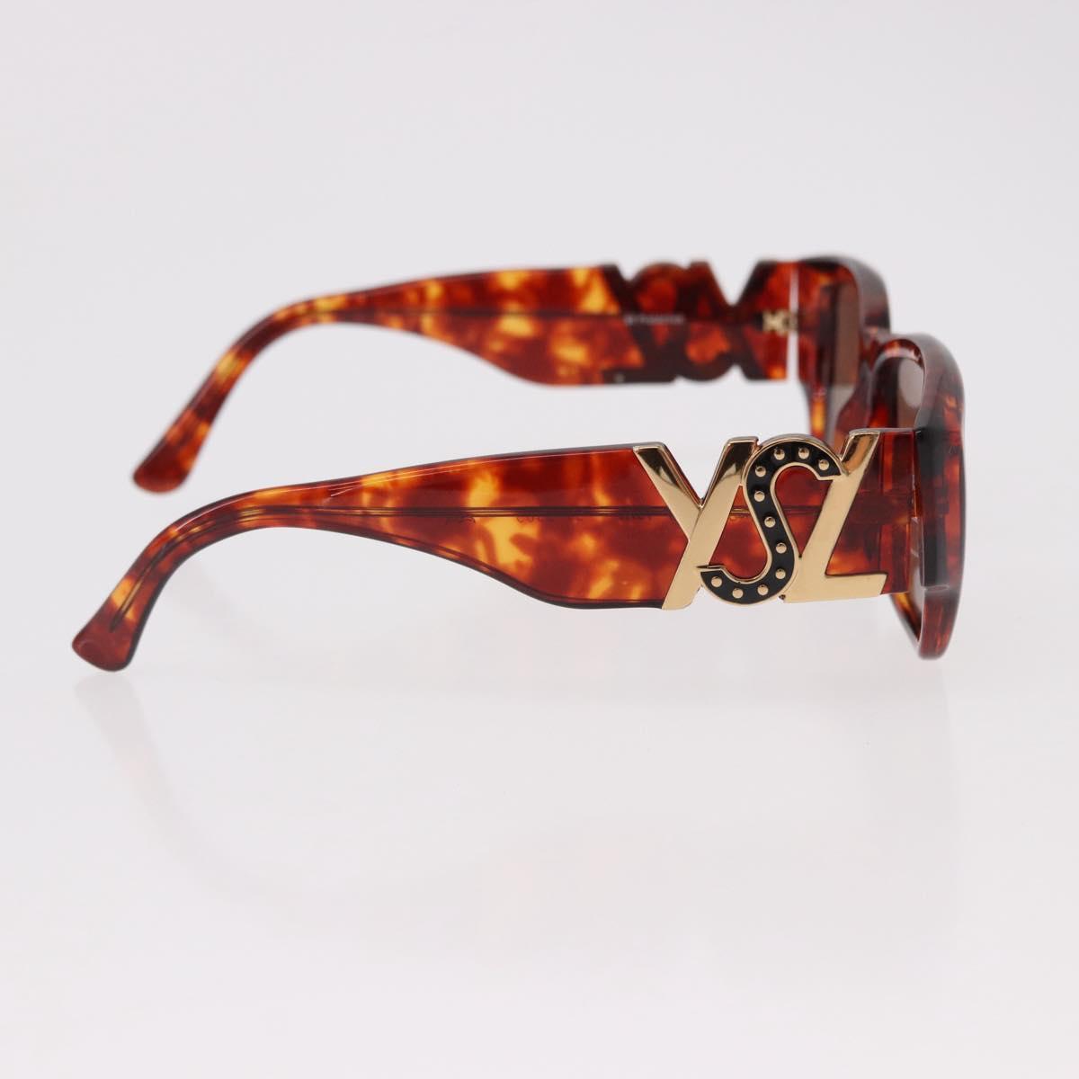 SAINT LAURENT Sunglasses Plastic Brown Gold Auth SW2608