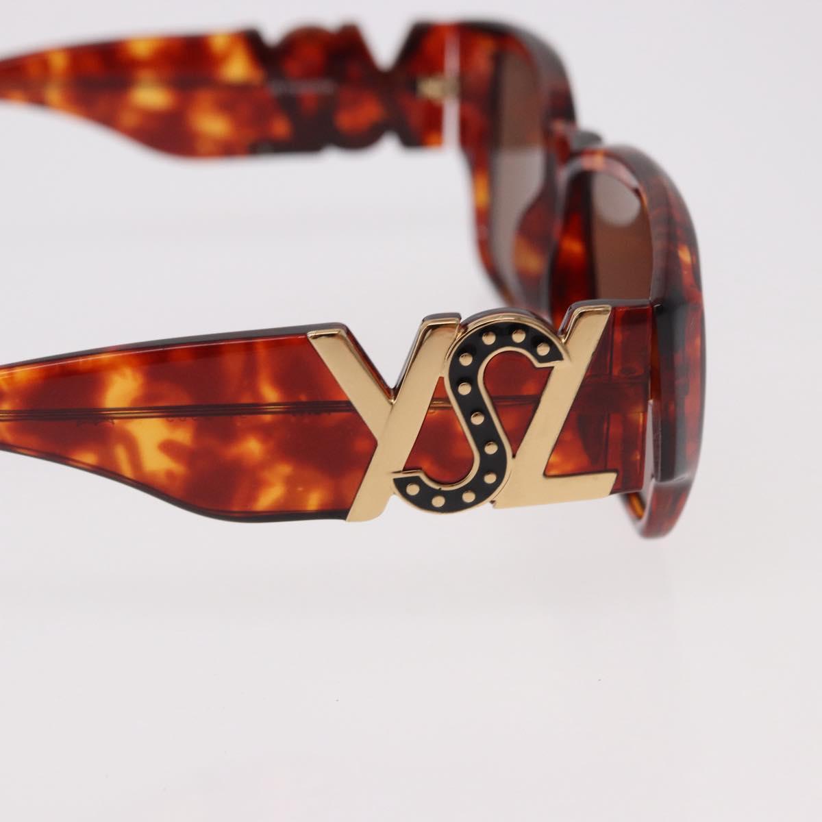 SAINT LAURENT Sunglasses Plastic Brown Gold Auth SW2608
