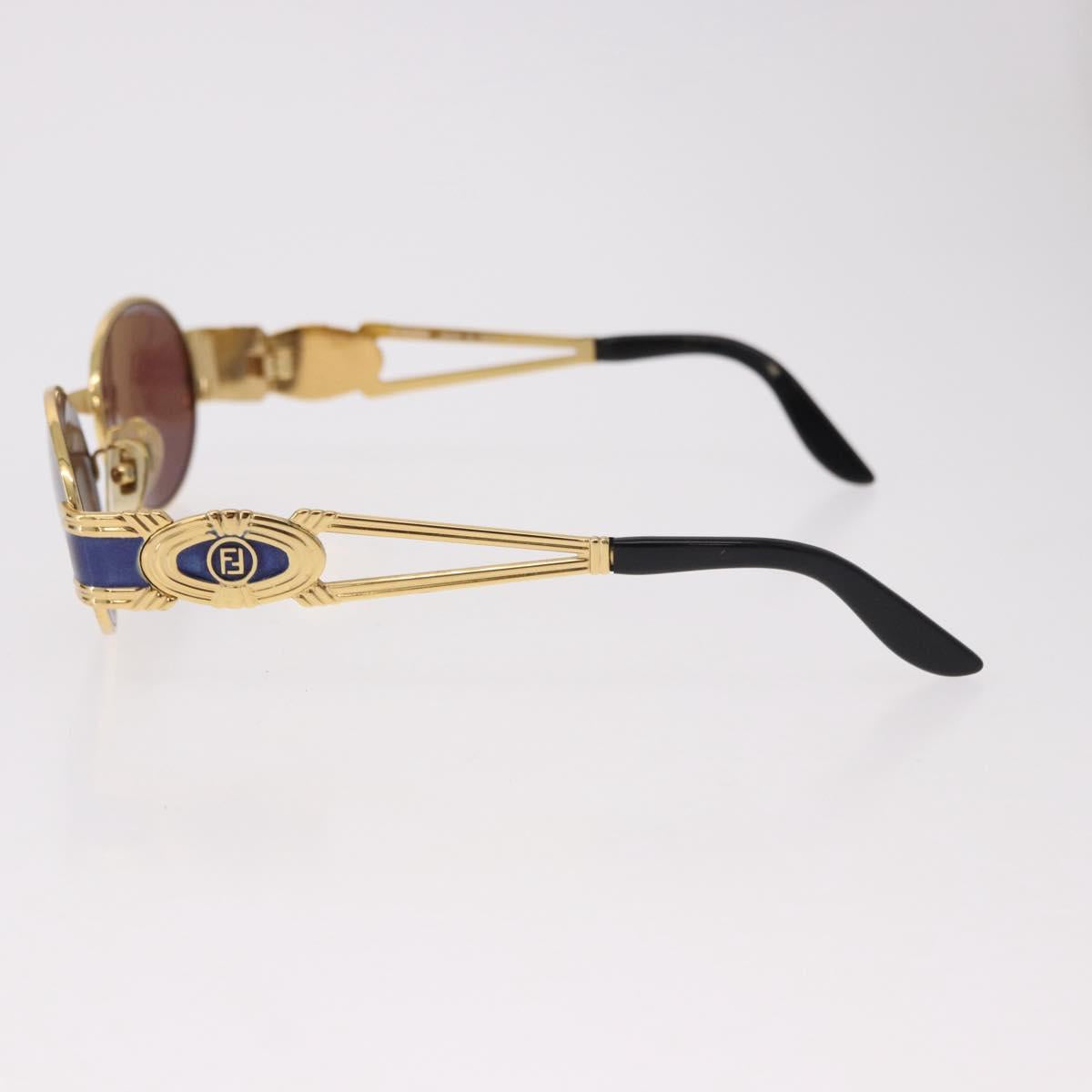 FENDI Sunglasses Metal Gold Tone Navy Auth SW2610