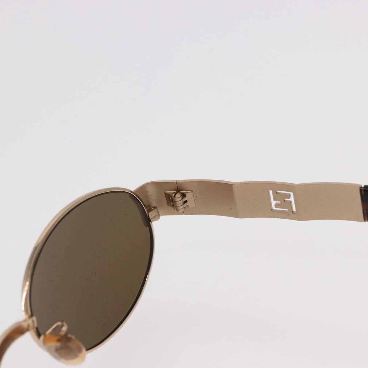 FENDI Sunglasses Metal Gold Tone Brown Auth SW2611