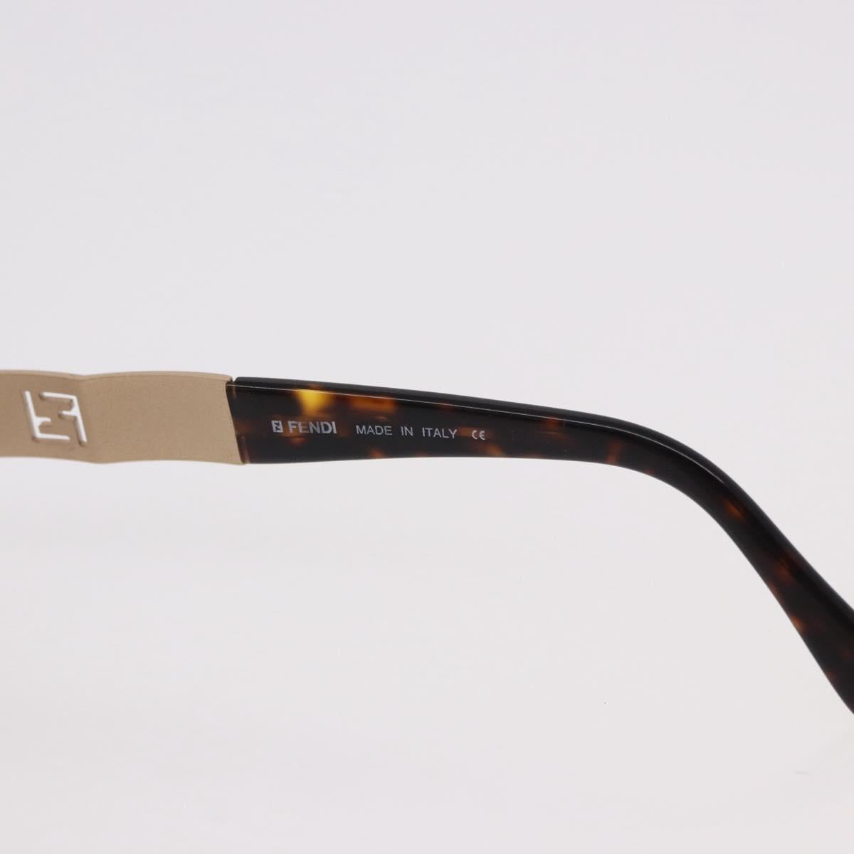 FENDI Sunglasses Metal Gold Tone Brown Auth SW2611