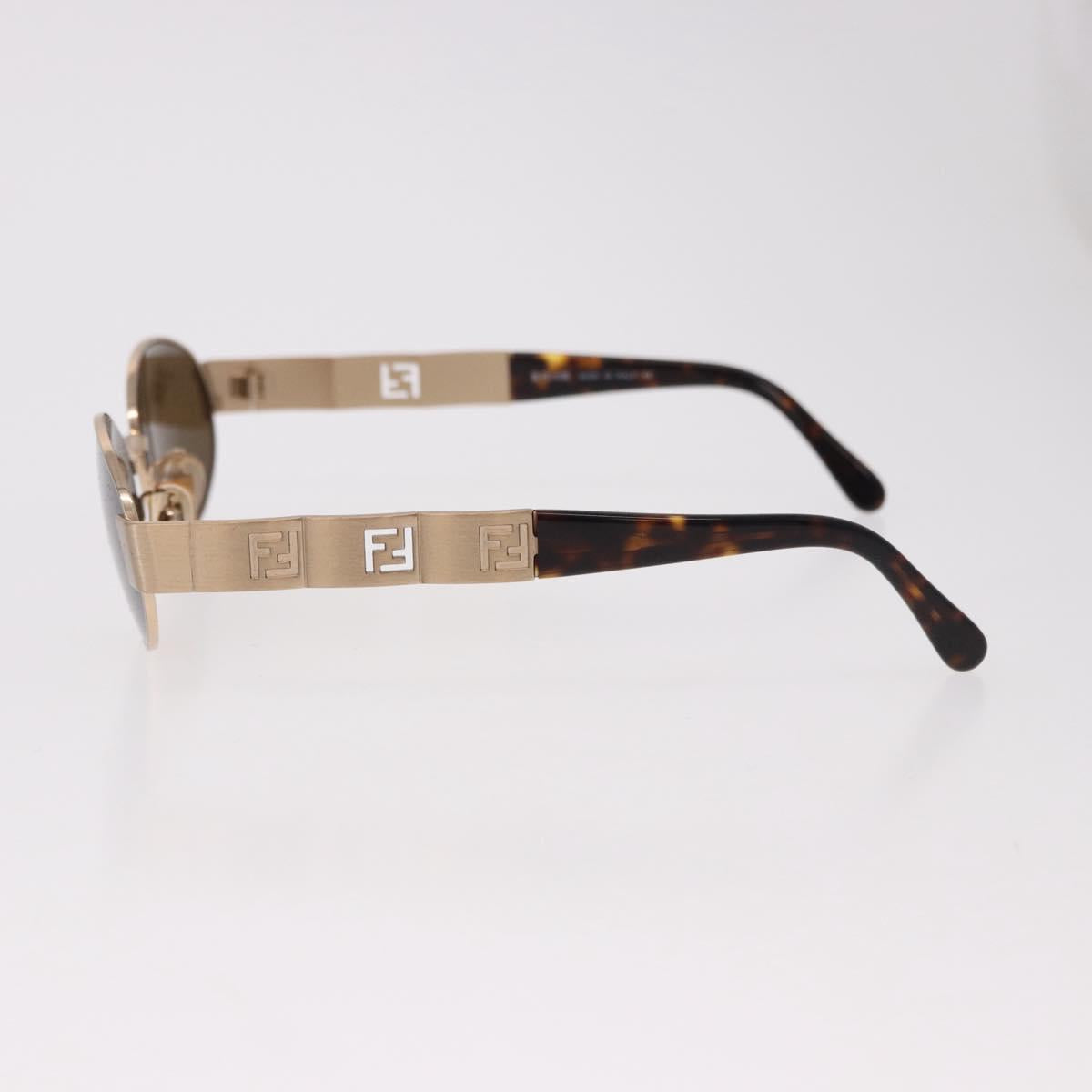 FENDI Sunglasses Metal Gold Tone Brown Auth SW2611