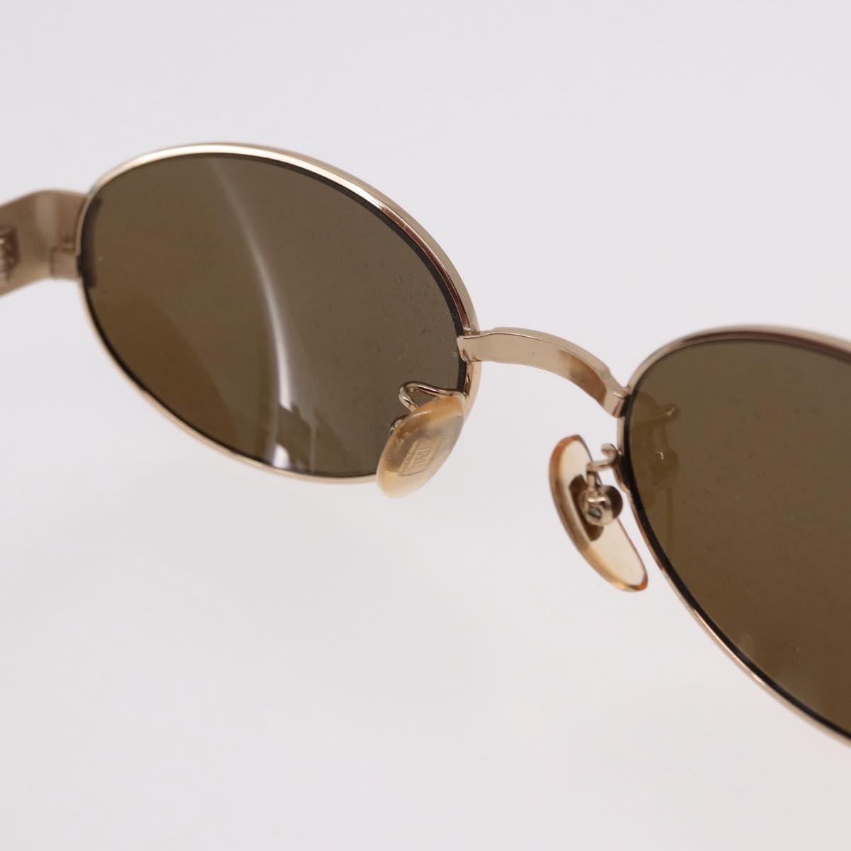 FENDI Sunglasses Metal Gold Tone Brown Auth SW2611