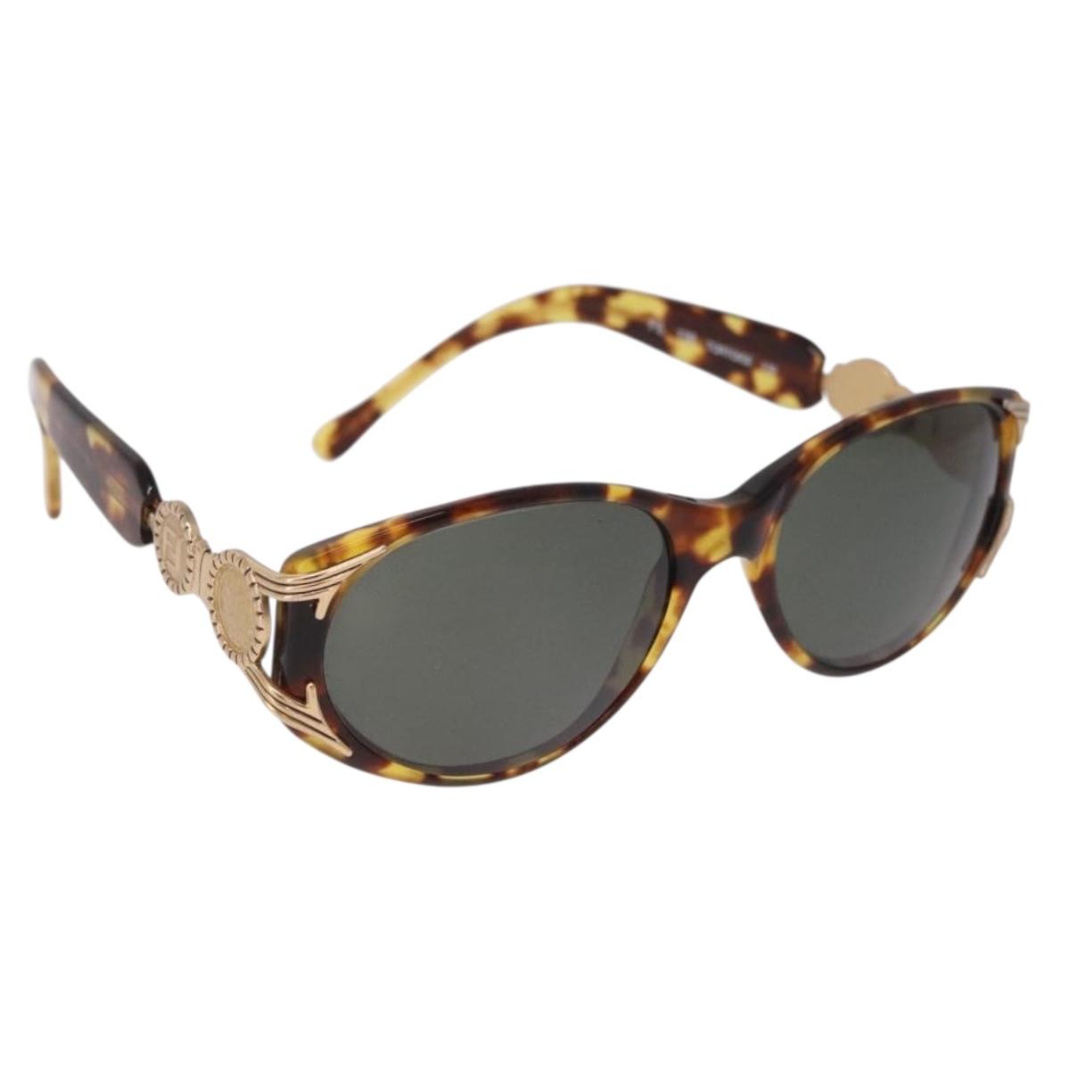 FENDI TORTOISE Sunglasses Plastic Brown Gold Auth SW2612
