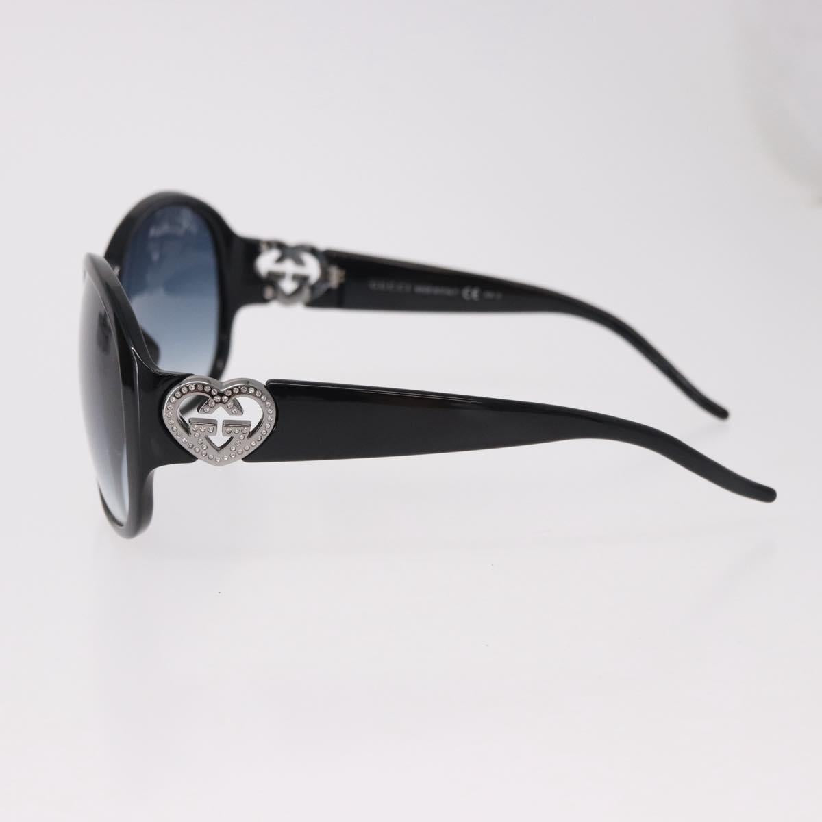 GUCCI Lovely Heart Sunglasses Plastic Black Silver Auth SW2613V