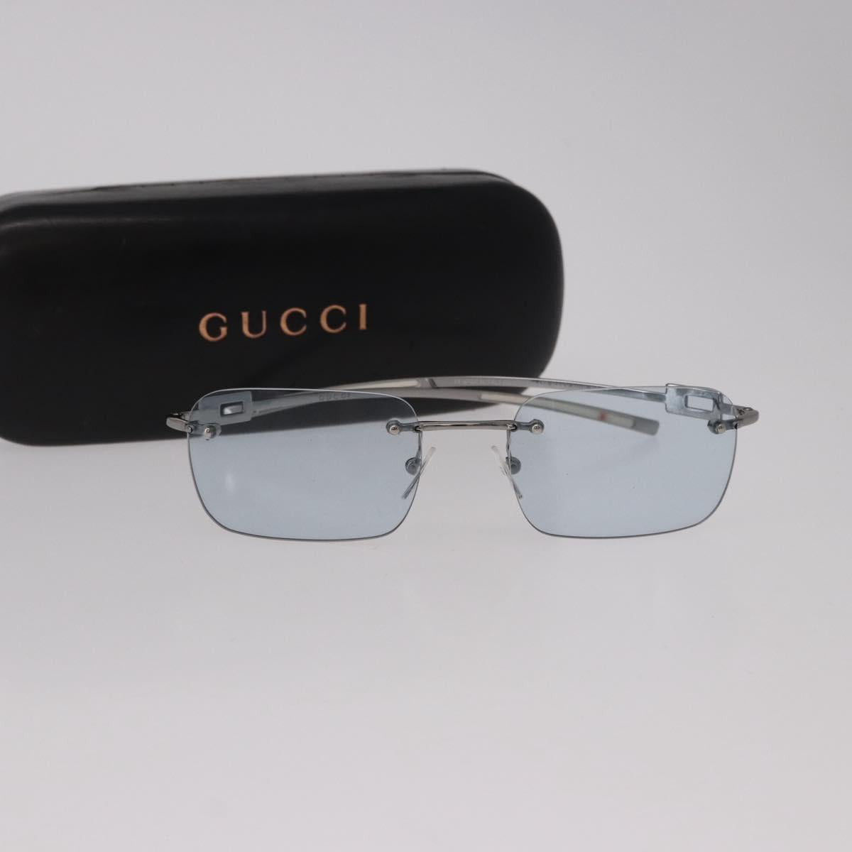 GUCCI Rimless Sunglasses Metal Silver Light Blue Auth SW2615V