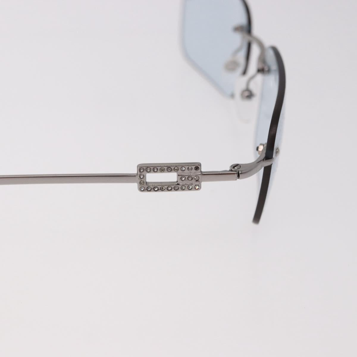 GUCCI Rimless Sunglasses Metal Silver Light Blue Auth SW2615V