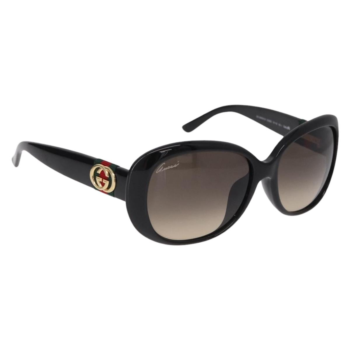 GUCCI Interlocking G Sunglasses Plastic Black Gold Auth SW2618V
