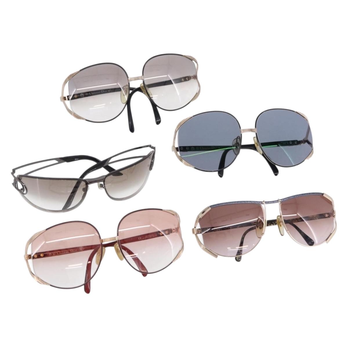 Christian Dior Sunglasses Plastic metal 5 Set Black Gold Auth SW2621