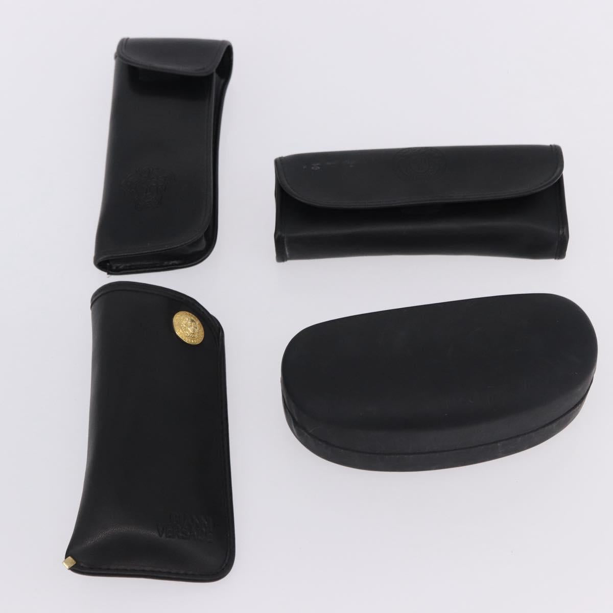 VERSACE Sunglasses Plastic Metal 4 Set Black Gold Auth SW2624