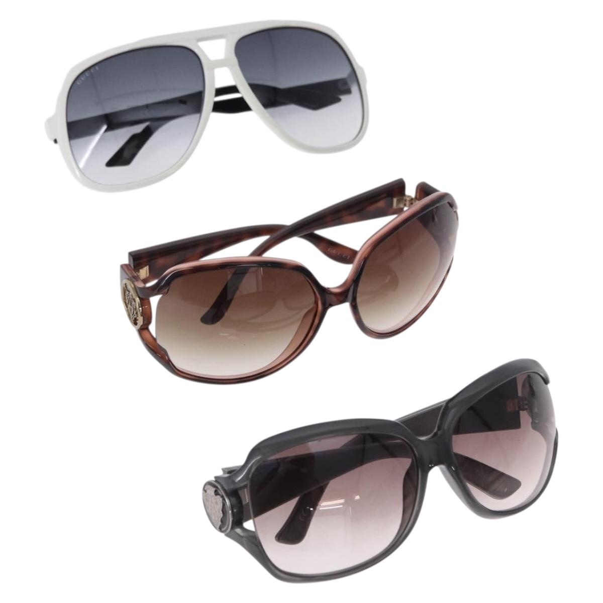 GUCCI Sunglasses Plastic 3 Set White Black Gray Auth SW2629