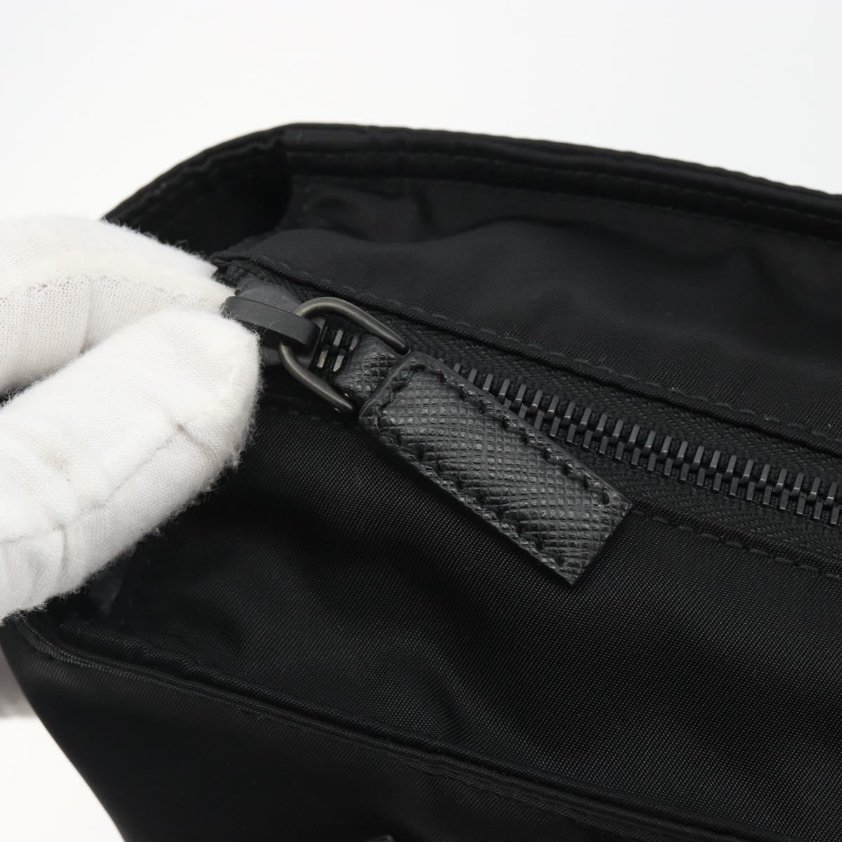 PRADA Robot Tote Bag Nylon Black Silver Auth SW2635M