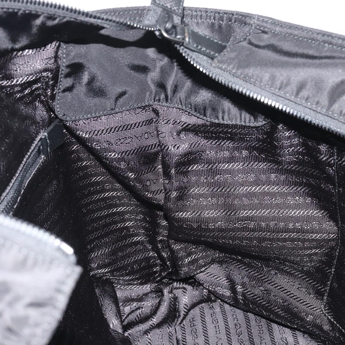 PRADA Robot Tote Bag Nylon Black Silver Auth SW2635M