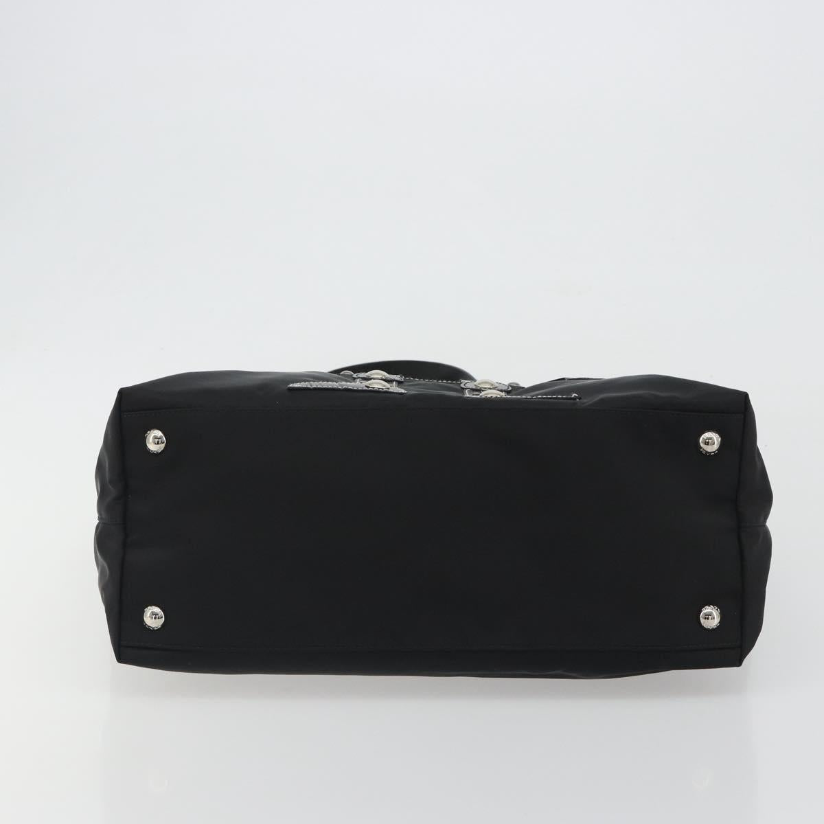 PRADA Robot Tote Bag Nylon Black Silver Auth SW2635M