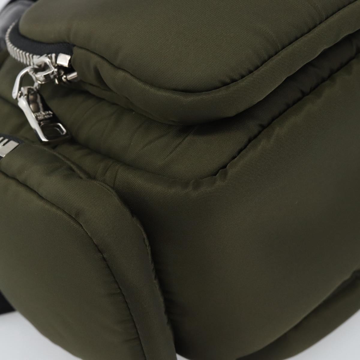 PRADA Hand Bag Nylon 2way Khaki Silver Auth SW2636SAM