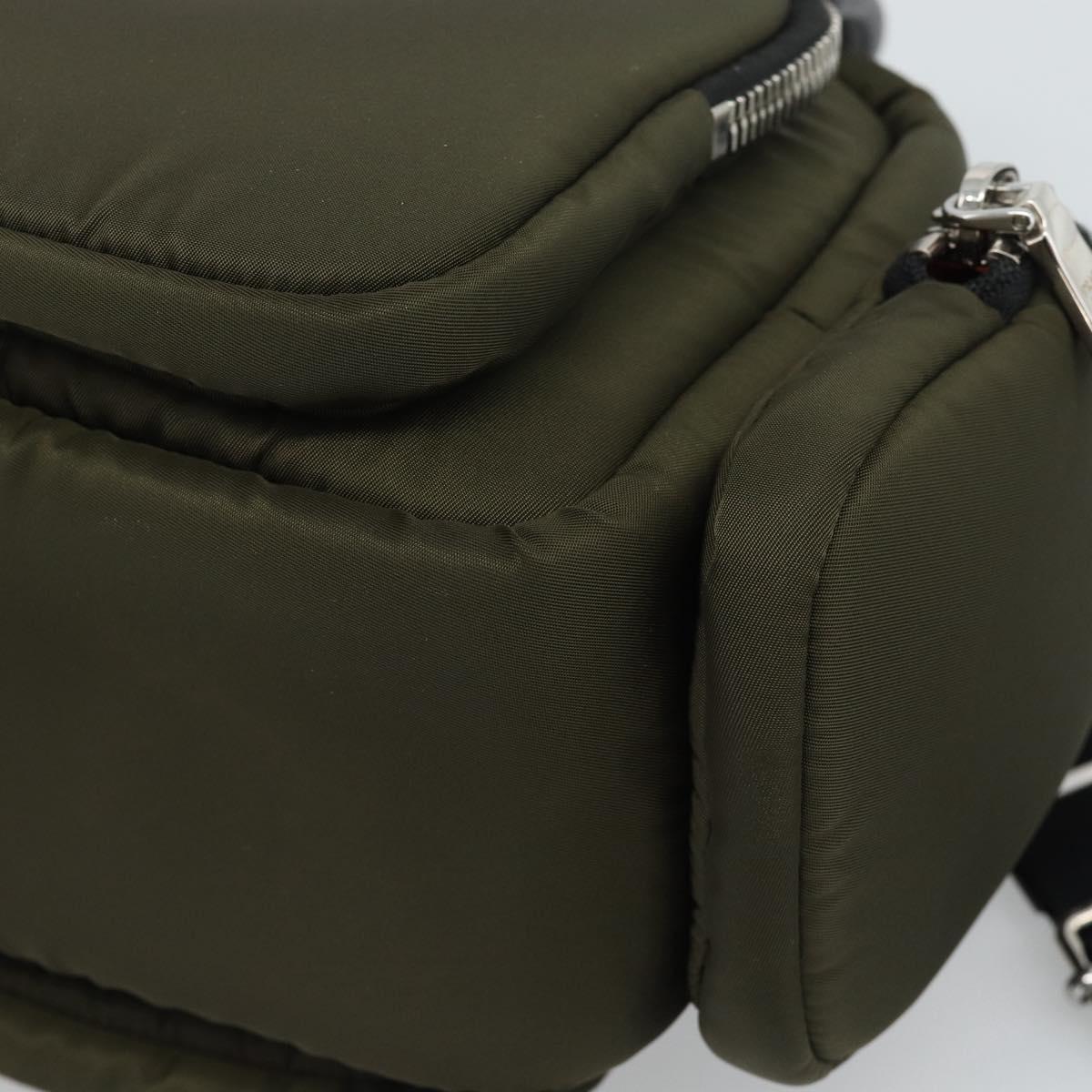 PRADA Hand Bag Nylon 2way Khaki Silver Auth SW2636SAM