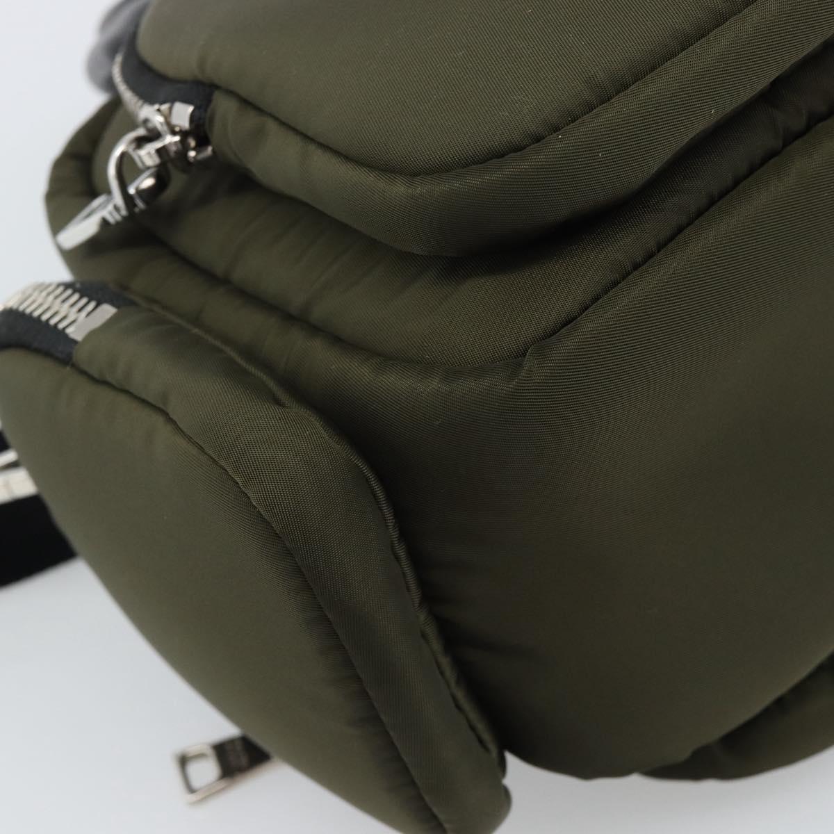 PRADA Hand Bag Nylon 2way Khaki Silver Auth SW2636SAM
