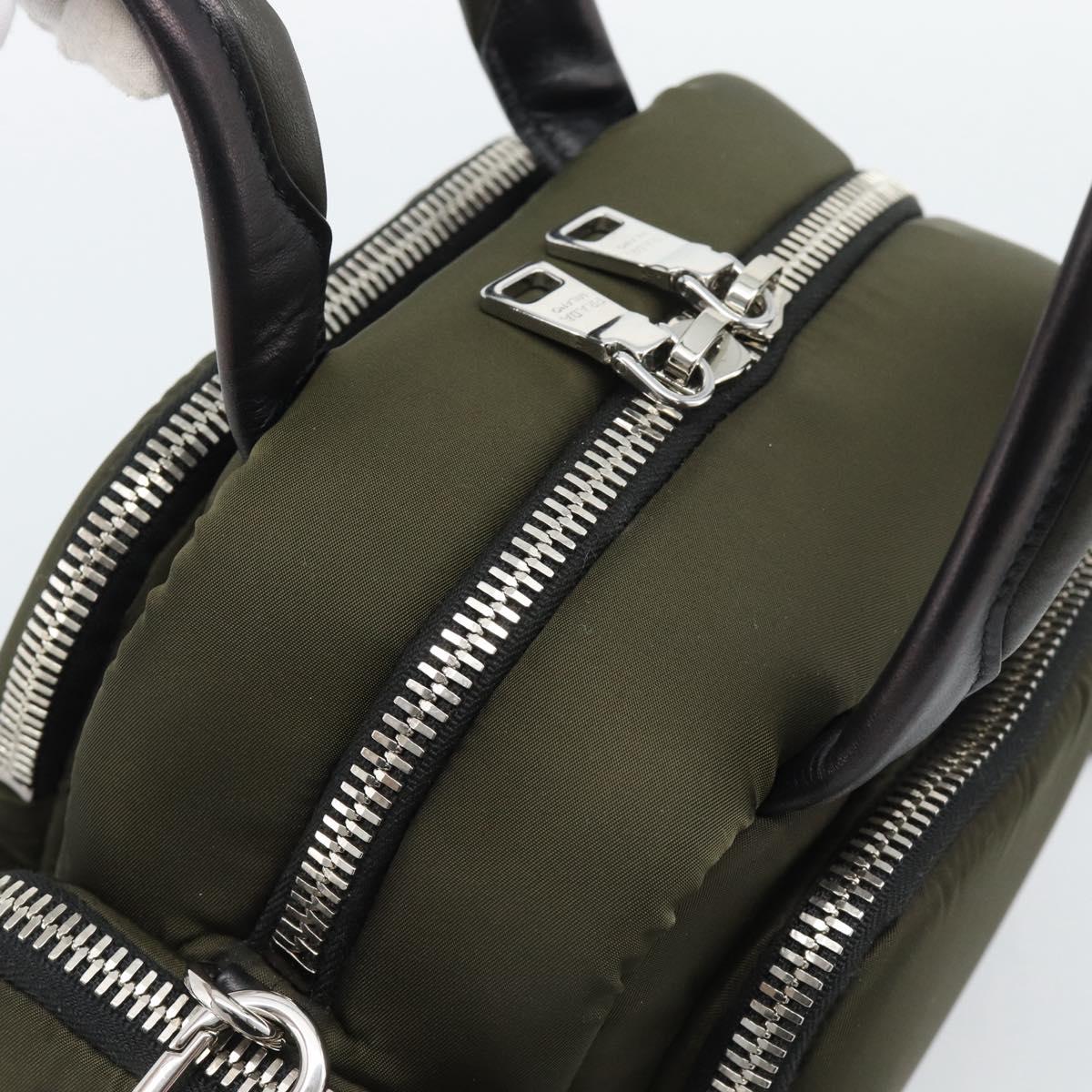 PRADA Hand Bag Nylon 2way Khaki Silver Auth SW2636SAM