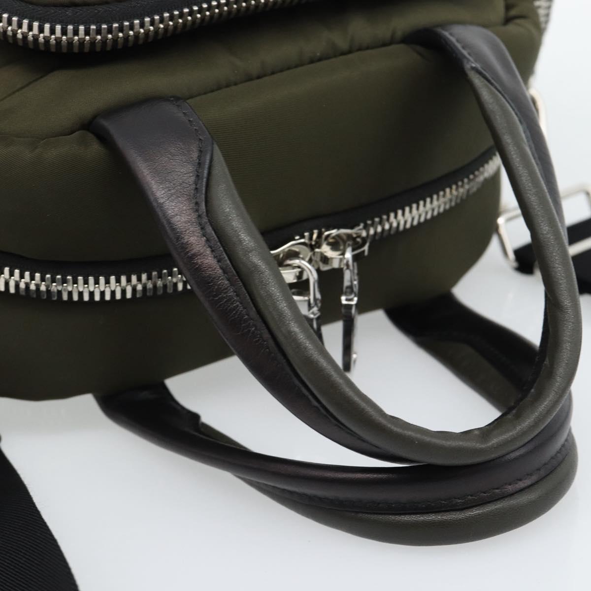 PRADA Hand Bag Nylon 2way Khaki Silver Auth SW2636SAM