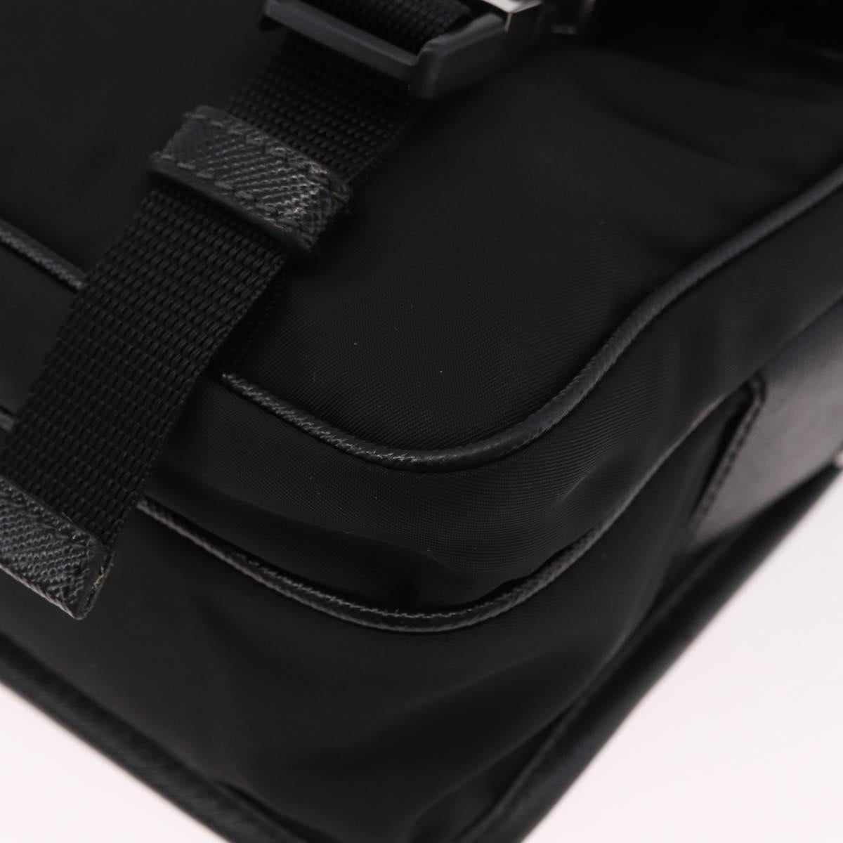PRADA Shoulder Bag Nylon Black Silver Auth SW2637SAM