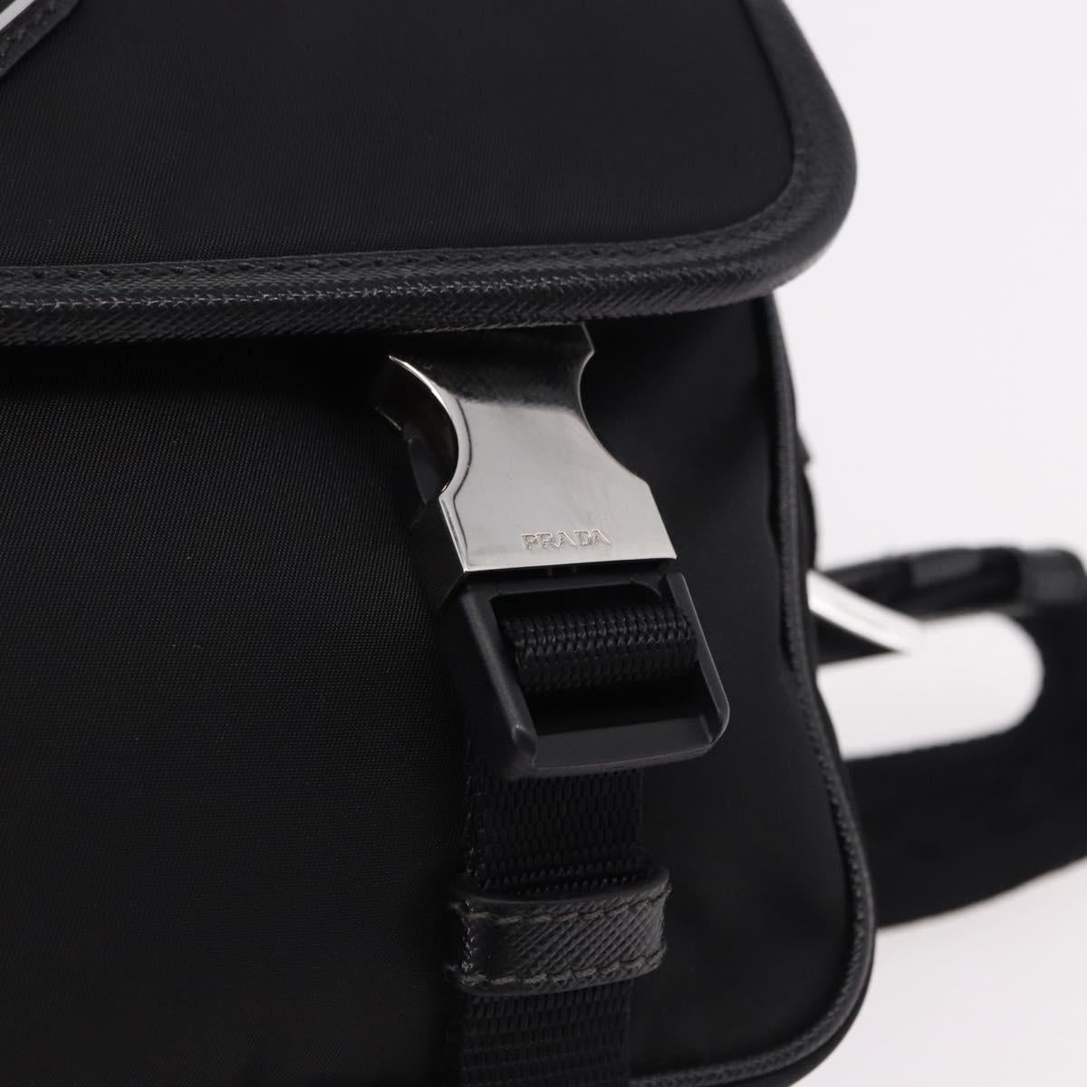 PRADA Shoulder Bag Nylon Black Silver Auth SW2637SAM