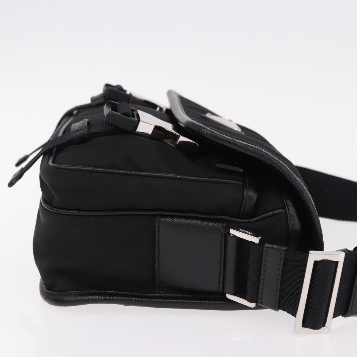PRADA Shoulder Bag Nylon Black Silver Auth SW2637SAM
