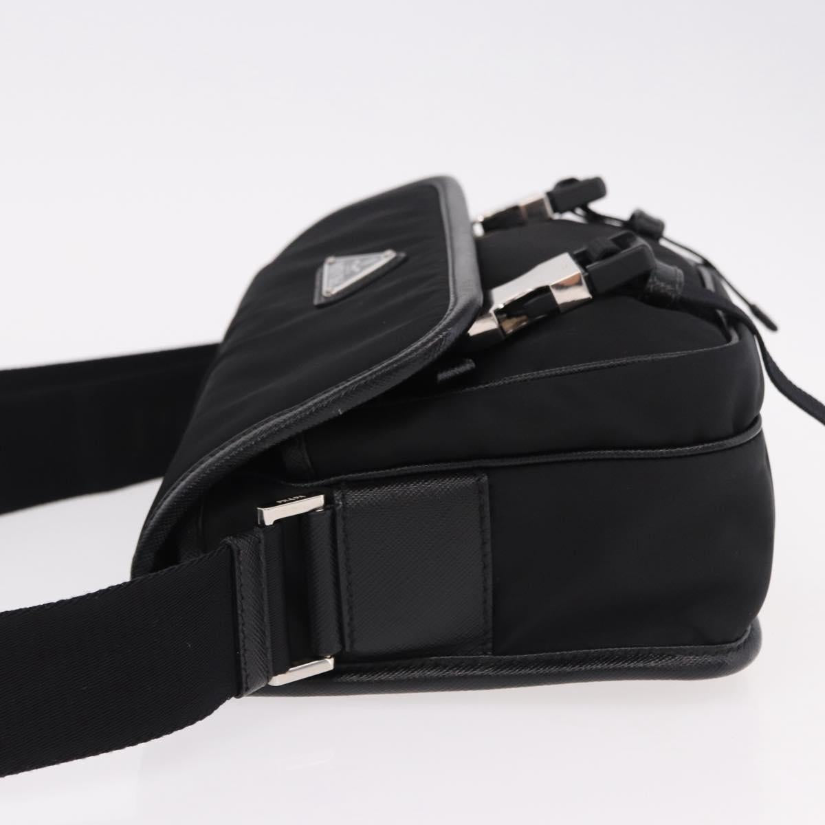 PRADA Shoulder Bag Nylon Black Silver Auth SW2637SAM