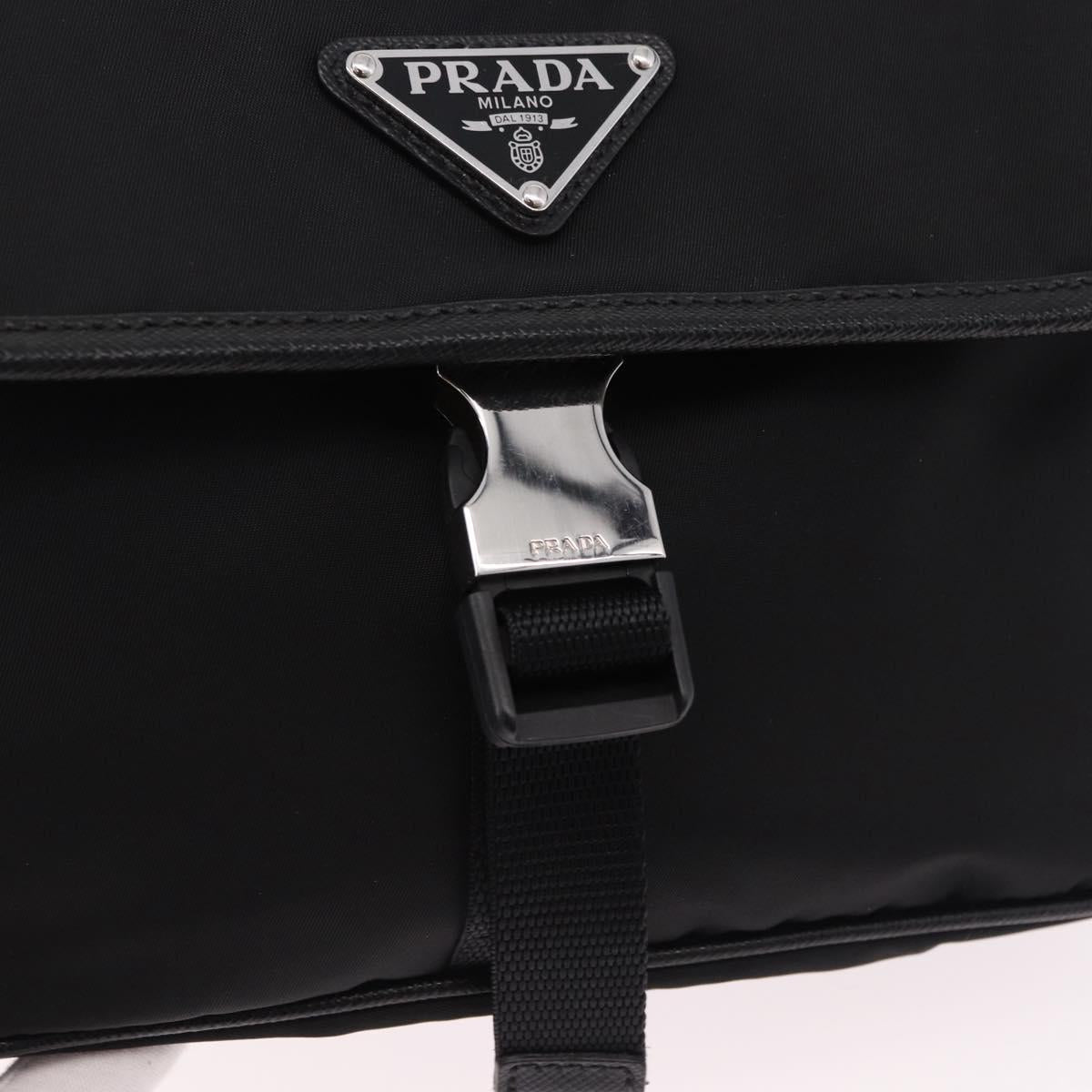 PRADA Shoulder Bag Nylon Black Silver Auth SW2639M
