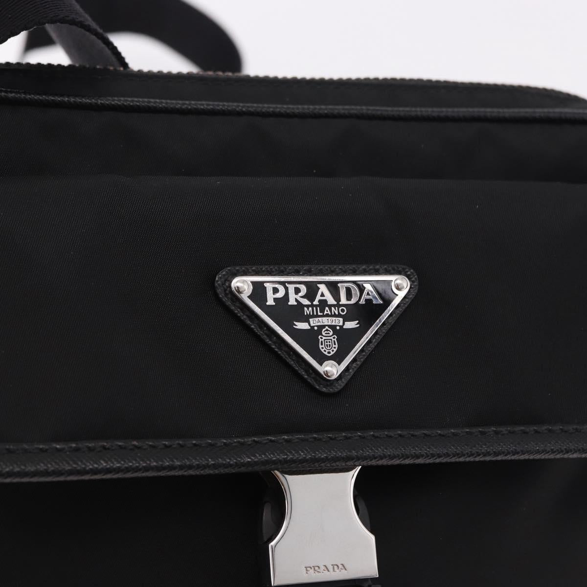 PRADA Shoulder Bag Nylon Black Silver Auth SW2639M