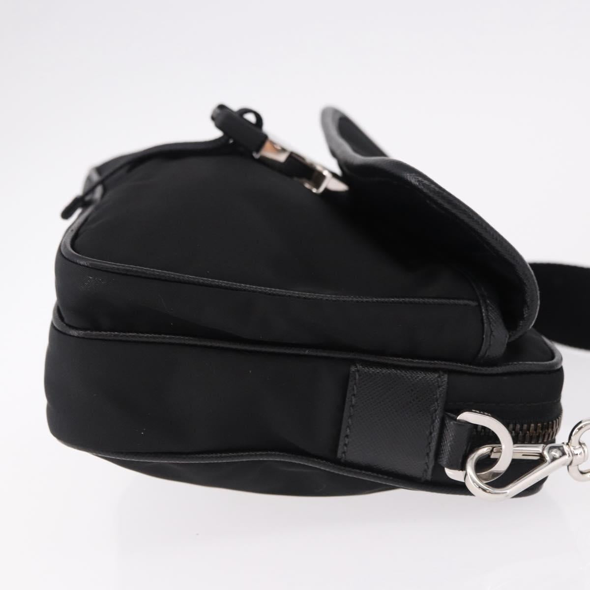PRADA Shoulder Bag Nylon Black Silver Auth SW2639M