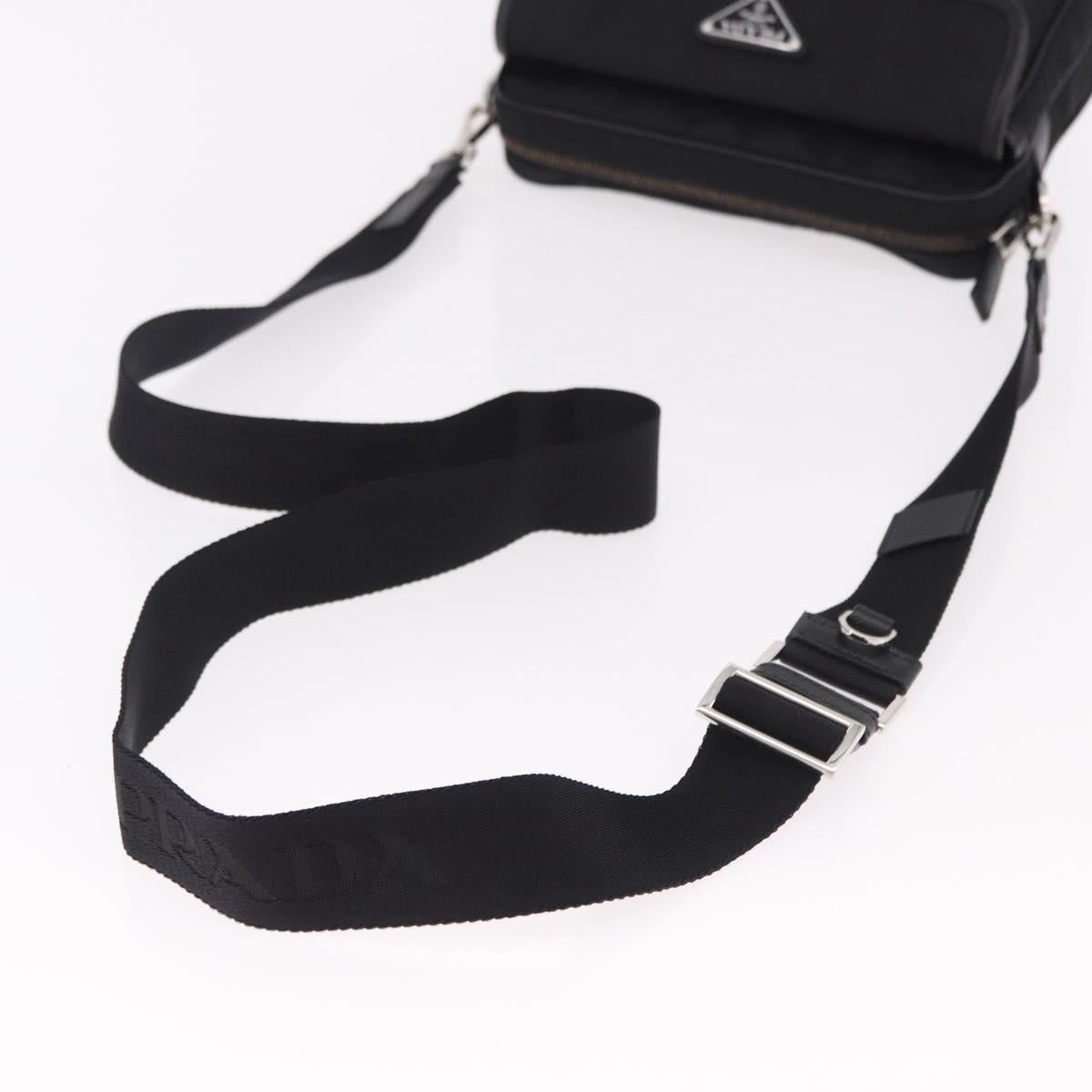 PRADA Shoulder Bag Nylon Black Silver Auth SW2639M