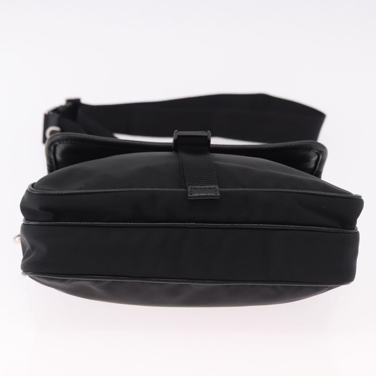 PRADA Shoulder Bag Nylon Black Silver Auth SW2639M