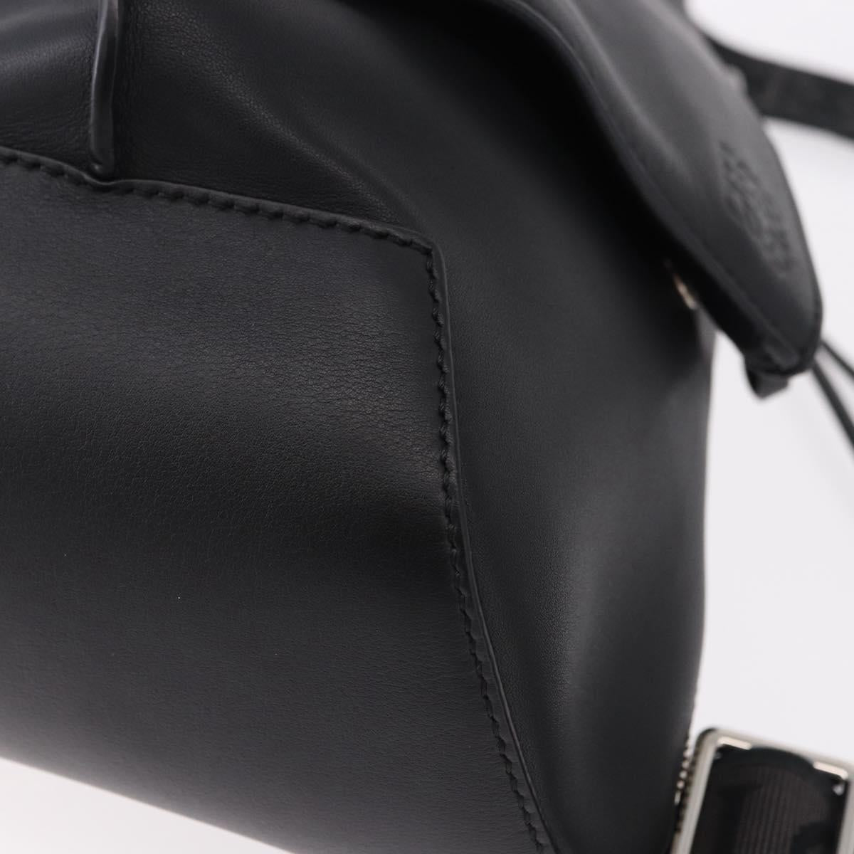 LOEWE Anton Sling Shoulder Bag Leather Black Silver Auth SW2640SM