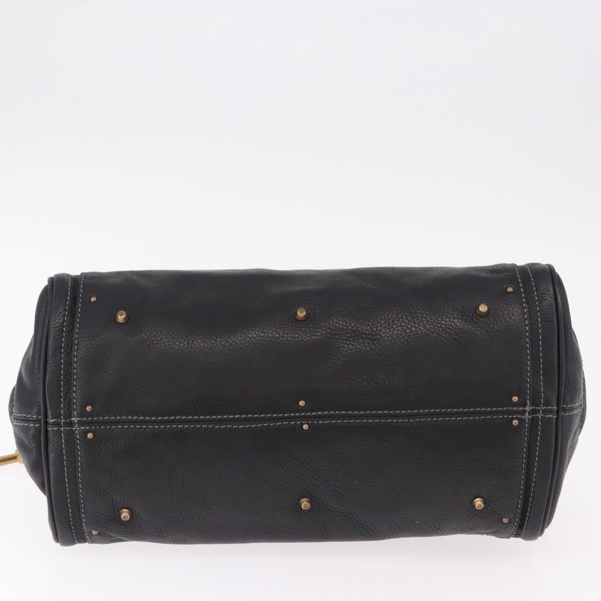 Chloe Paddington Hand Bag Leather Black Gold Auth SW2641M